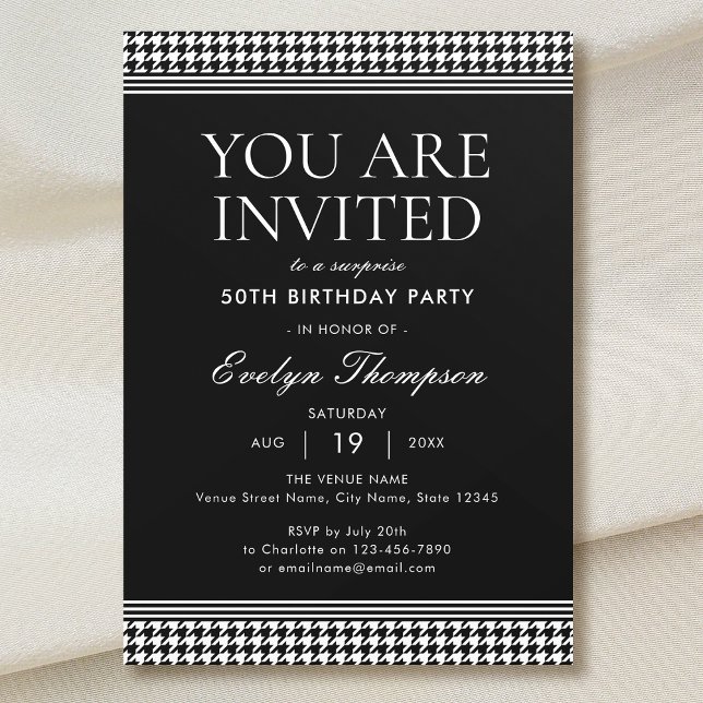 Invitación Moda Partido de Cumpleaños Sorpresa 50 negro y bla (Subido por el creador)