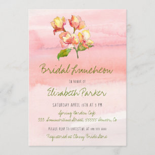 Invitación Moda pastel con flores pintada a mano  novia lunch