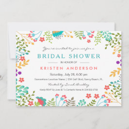 Invitación Moda Pastel Floral Azul Ducha nupcial