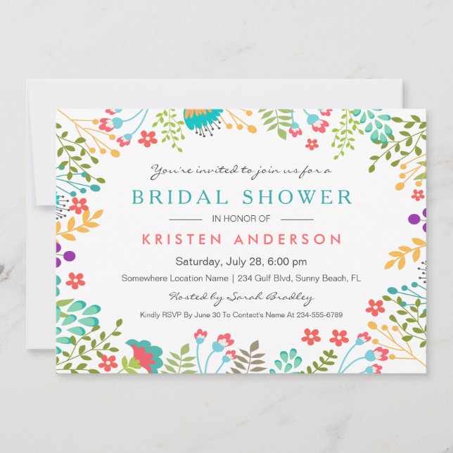 Invitación Moda Pastel Floral Azul Ducha nupcial (Anverso)