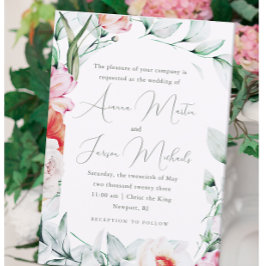 Invitación Moda Pastel Floral Boda de caligrafía romántica