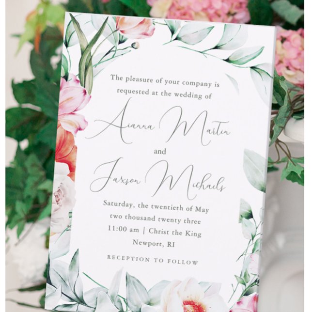 Invitación Moda Pastel Floral Boda de caligrafía romántica (Subido por el creador)