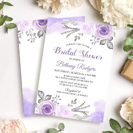 Invitación Moda Pastel Purple Rosa Garden Bridal Shower
