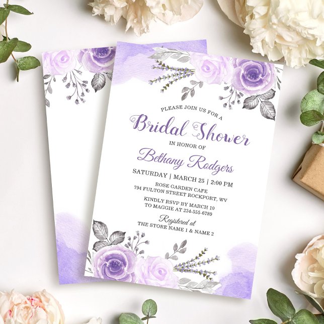 Invitación Moda Pastel Purple Rosa Garden Bridal Shower (Subido por el creador)