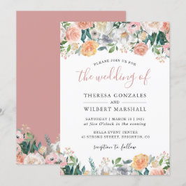 Invitación Moda Pastel Rosa Polvo Boda Floral