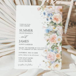 Invitación Moda Pastel Rubor Rosas blancos Boda Floral