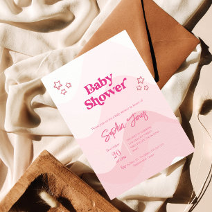 Invitación Moda Pastel Star Baby Shower rosa moderno