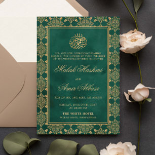 Invitación Moda Patrón Ornate Boda musulmán islámico verde