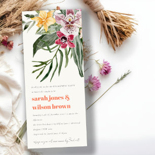 Invitación Moda Peach Rubor Boho Compromiso Floral Tropical
