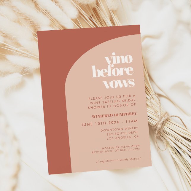 Invitación Moda Peach Terracotta Arch Vino Antes De Vacas (Subido por el creador)