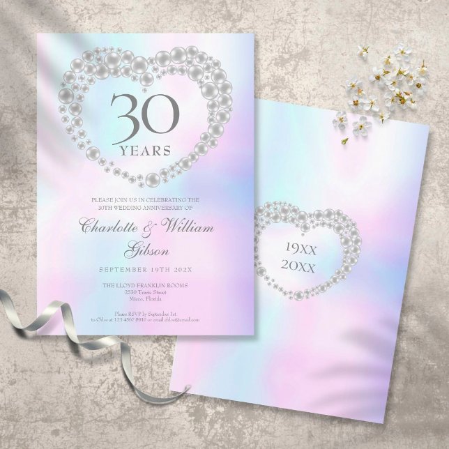 Invitación Moda Pearl Heart 30 Aniversario (Subido por el creador)