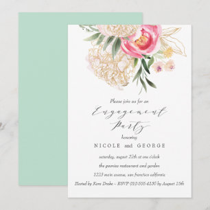 Invitación Moda Peonies oro Flores Boda Partido Compromiso