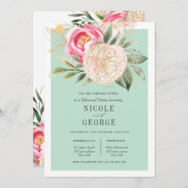 Invitación Moda Peony Boda de flores de oro ensayo Cena