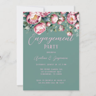 Invitación Moda Peony Bouquet En El Partido Del Compromiso De