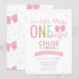 Invitación Moda Pequeña Miss OneMaravilloso primer cumpleaños