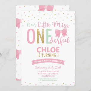 Invitación Moda Pequeña Miss OneMaravilloso primer cumpleaños