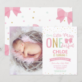 Invitación Moda Pequeña Miss OneMaravilloso Primer Cumpleaños