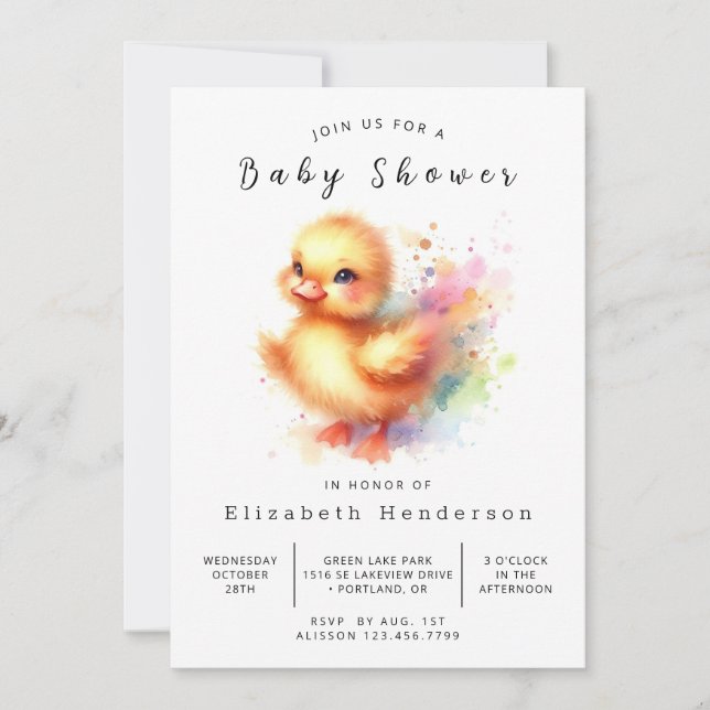 Invitación Moda Personalizado Duck Baby Shower (Anverso)