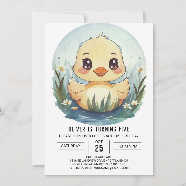 Invitación Moda Personalizado Duck Cumpleaños (Anverso)
