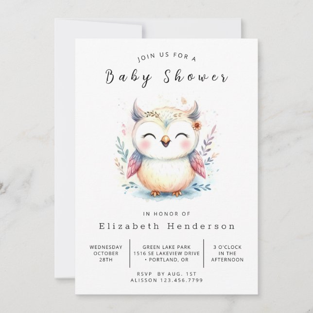Invitación Moda Personalizado Owl Baby Shower (Anverso)