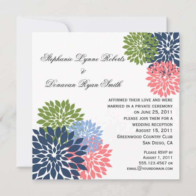 Invitación Moda Pétalos de flor verde rosa de la Marina moder (Anverso)