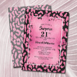 Invitación Moda Pink Black Leopard 21º cumpleaños<br><div class="desc">Impresión de leopardo rosa y negro de moda con una capa de Relieve metalizado falso rosa y detalles de tu fiesta de cumpleaños en letras de moda. Genial para CUALQUIER EDAD. COINCIDIENDO con los elementos de nuestra colección en PartyInvitationShop.com</div>