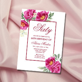 Invitación Moda Pink Peony Floral Greenery 60 cumpleaños