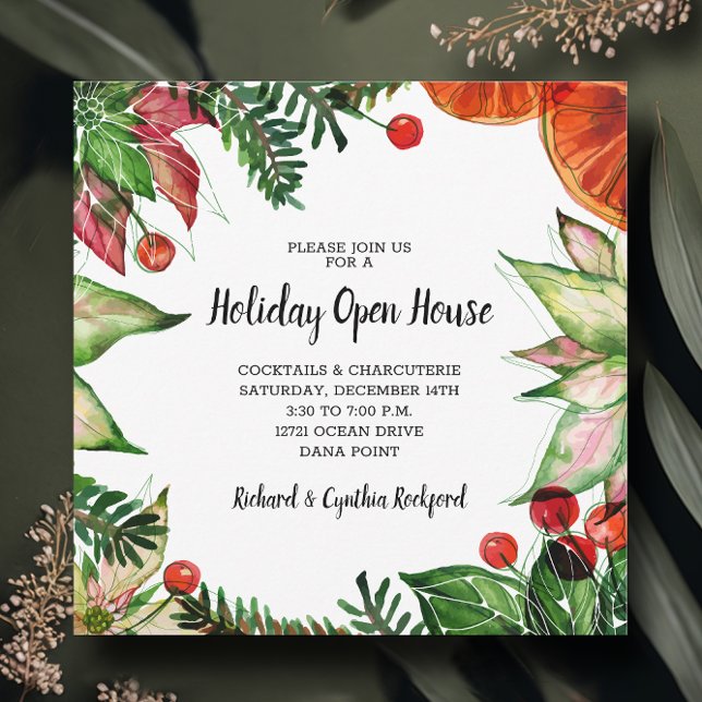 Invitación Moda Poinsettia y Naranjas Navidades (Subido por el creador)