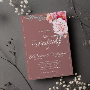 Invitación Moda polvorienta menta rosa escritura formal boda 