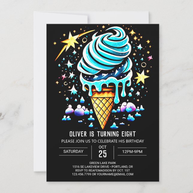 Invitación Moda Popsicle Editable Boy Helado Cumpleaños (Anverso)