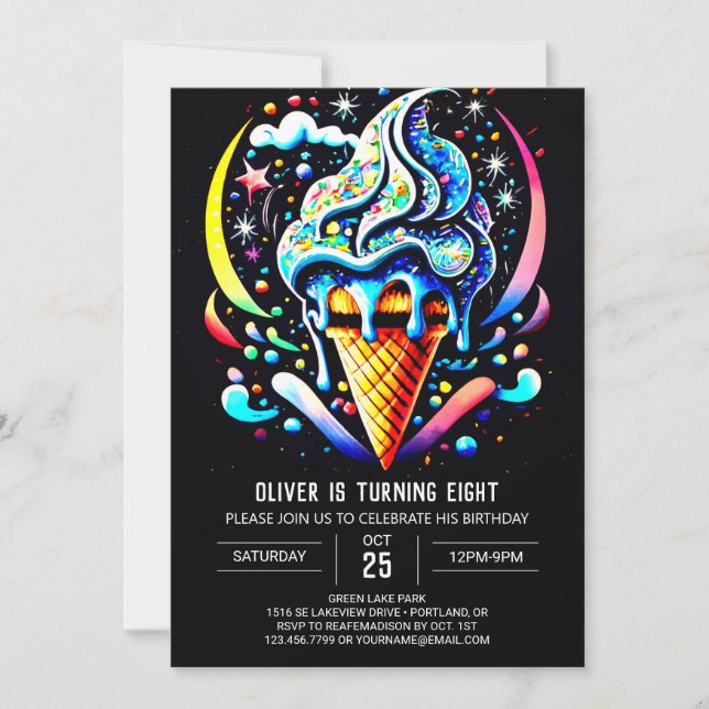 Invitación Moda Popsicle Personalizado Boy Crema de Hielo Cum (Anverso)