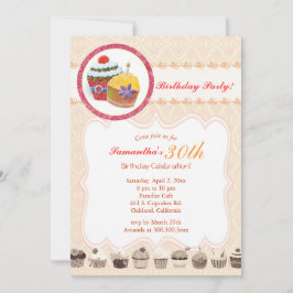 Invitación Moda Posh Cupcakes Fiesta de cumpleaños 30