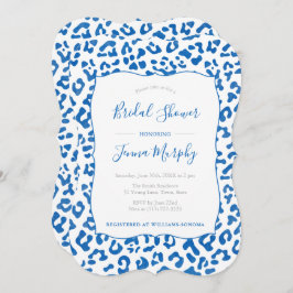 Invitación Moda Preppy Blue Leopard Print Bridal Shower