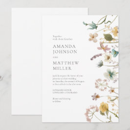 Invitación Moda Primavera Delicado Boda Florales Presionado