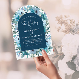 Invitación Moda primavera polvorienta flor azul boda arco