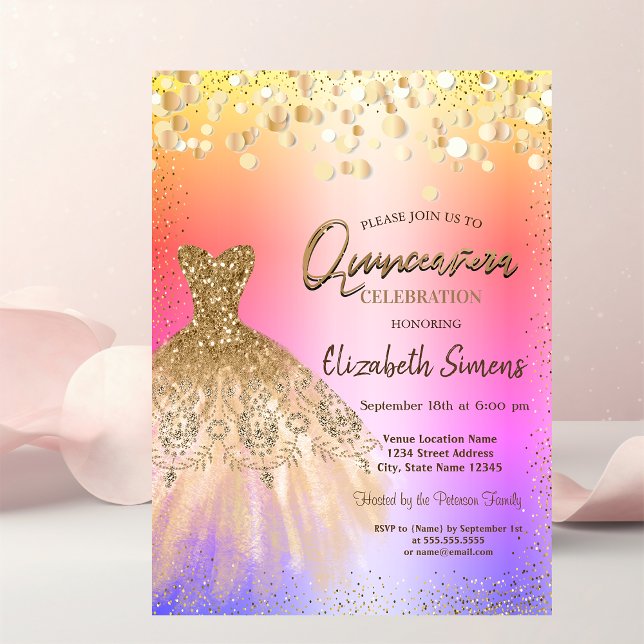 Invitación Moda puntos de confetti, vestimenta de Moda Quince (Subido por el creador)