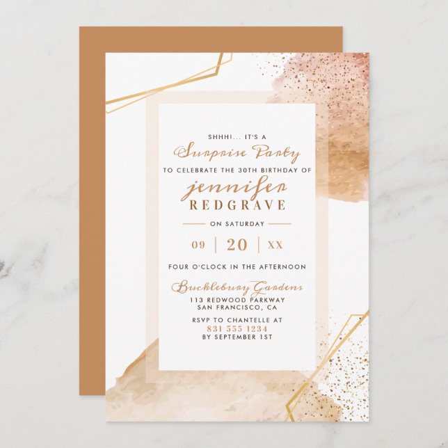 Invitación Moda puntos de resumen de oro Fiesta único de sorp (Anverso / Reverso)