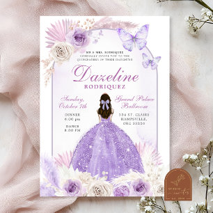 Invitación Moda Purple Boho Quinceanera