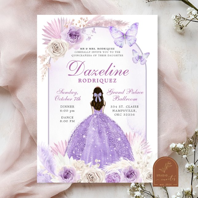 Invitación Moda Purple Boho Quinceanera (Subido por el creador)