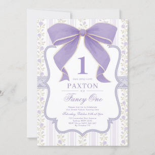 Invitación Moda Purple Bow Fancy One Love Shack Primer cumple