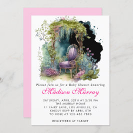 Invitación Moda Purple Floral Flor Presidenta Baby Shower
