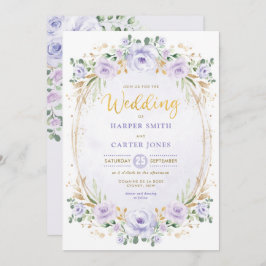Invitación Moda Purple Lilac Gold Floral Garden Wedding