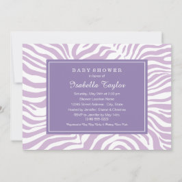 Invitación Moda Purple Zebra Stripes Chica Baby Shower