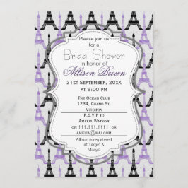 Invitación Moda Púrpura París Torre Eiffel Ducha de novia