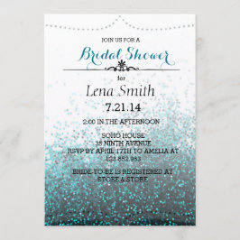 Invitación Moda Purpurina Blue Bridal Couple Ducha Invitada