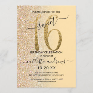 Invitación Moda Purpurina de oro amarillo moderno Ombre dulce