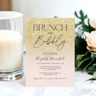 Invitación Moda purpurina de oro moda brunch burbujeante duch