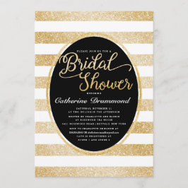 Invitación Moda Purpurina de oro negro ducha de novia persona