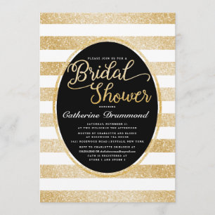 Invitación Moda Purpurina de oro negro ducha de novia persona