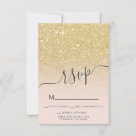 Invitación Moda purpurina de oro oscuro RSVP rosa dulce 16